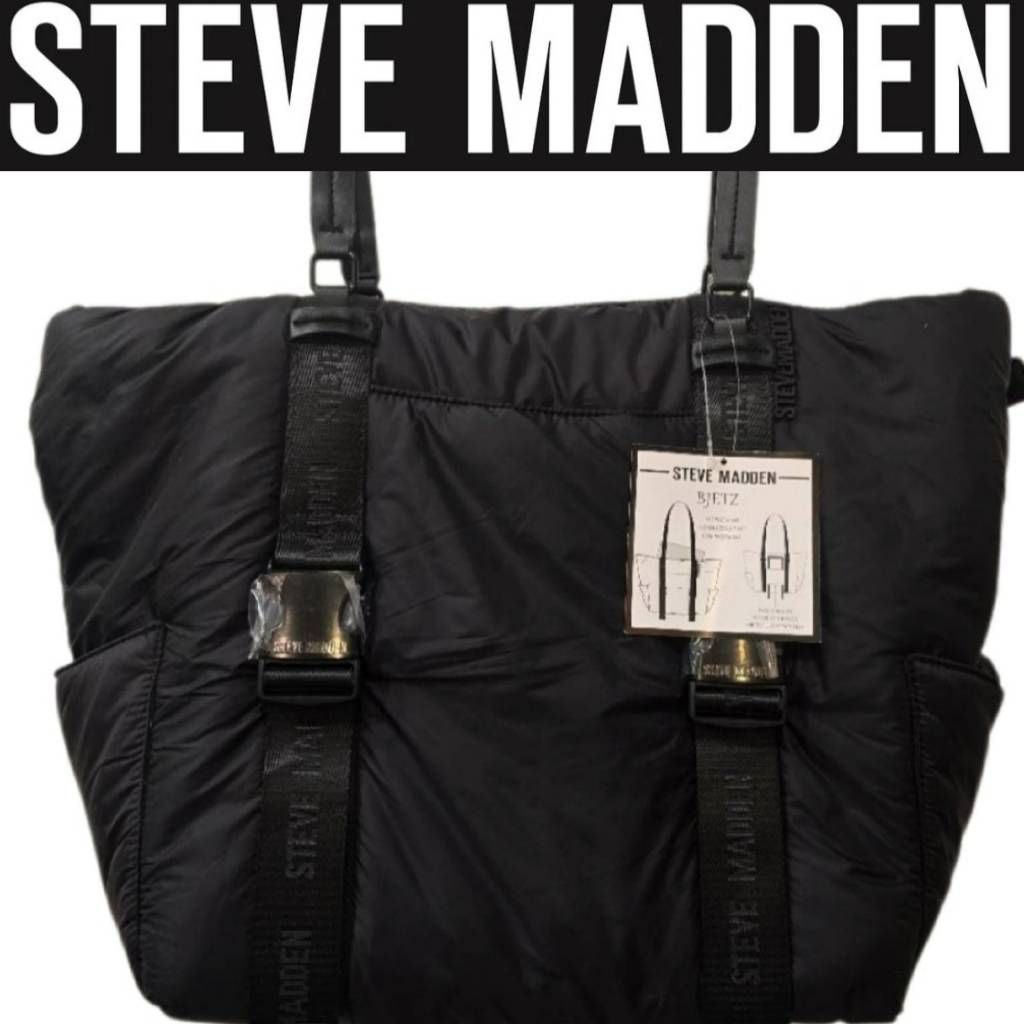 Steve Madden Bjetz Travel Puffer Tote Bag- Black